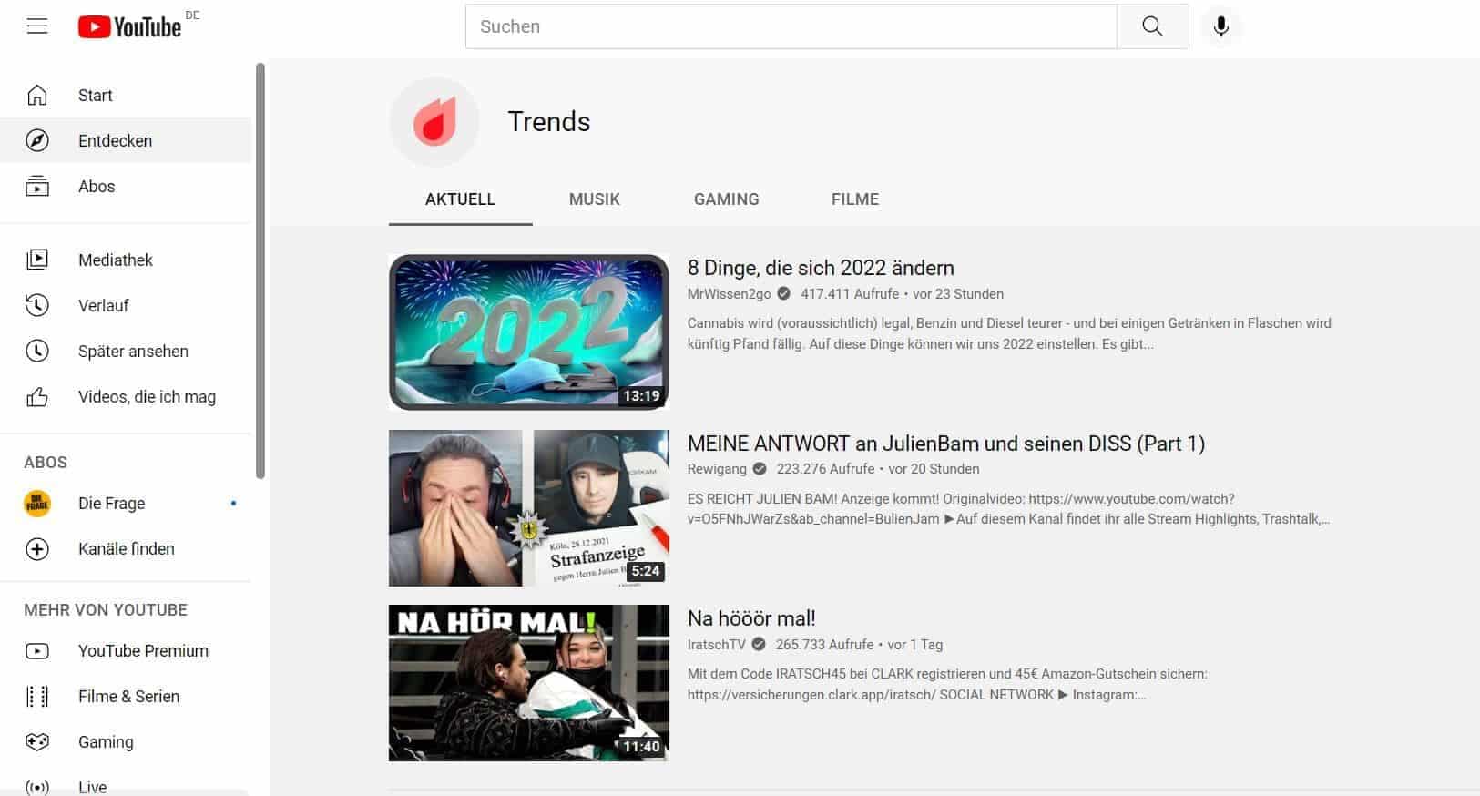 Social Media Trends 2021/22 - Übersicht 1 YouTube Trends ermitteln